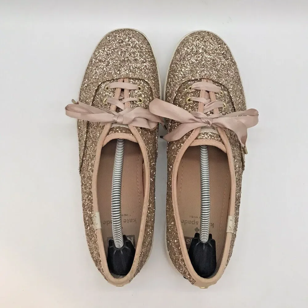 Keds for Kate Spade Champion Glitter Sneakers Women's 9 Pink Rose Gold Shoes